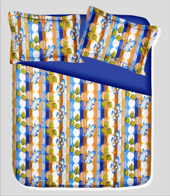 14% OFF on RR Textile House Cotton, Satin Printed Double Bedsheet 1 Bedsheet, 2 PillowCover, Blue