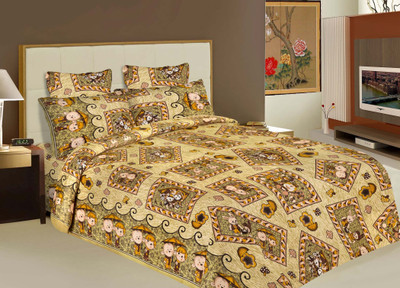 62% OFF on Buy Clues Cotton Printed Double King Bedsheet