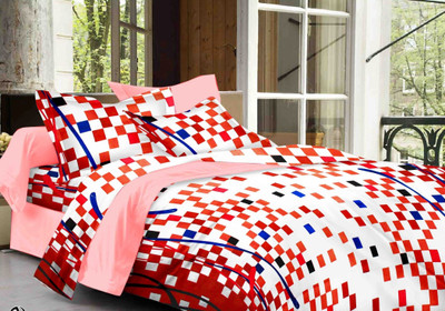 53% OFF on DreamFly Cotton Checkered Double Bedsheet