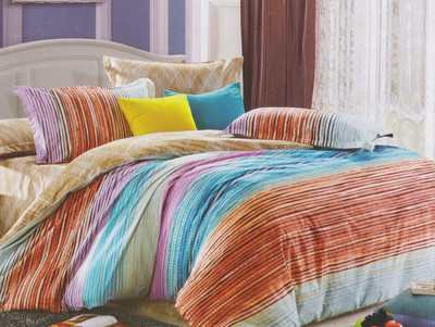 15% OFF on Spread Cotton Striped Queen Bedsheet