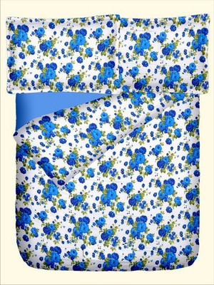 47% OFF on RR Textile House Cotton, Satin Printed King Bedsheet 1Bedsheet, 2PillowCover, Blue