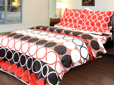 25% OFF on Mark Home Cotton Printed Double Bedsheet Red