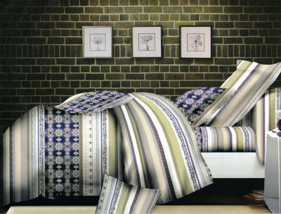 70% OFF on Rose Petal Polyester Striped Queen, Double Bedsheet