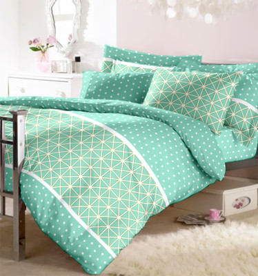 30% OFF on Raymond Cotton Printed Double Bedsheet 1 Bedsheet, 2 Pillow Covers, Blue