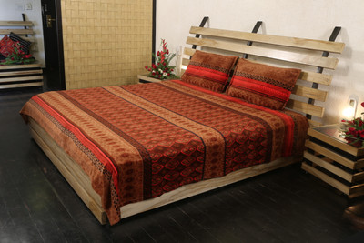 6% OFF on Adinath Polyester Printed Double Fitted Bedsheet