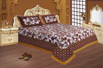 28% OFF on Salona Bichona Cotton Paisley Single Bedsheet 1 Bedsheet, 1 Pillow Cover, White