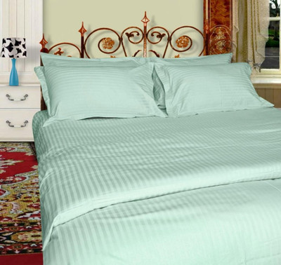 Just Linen Cotton Floral Large Bedsheet 1 Xtra Large Flat Sheet, 2 Regular Pillow Covers, Dark Blue