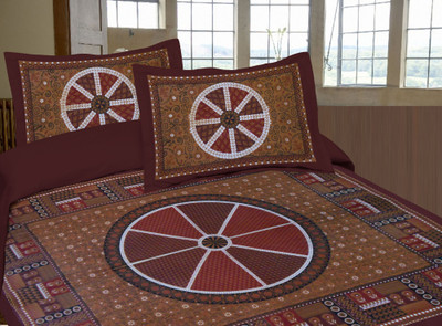 50% OFF on Lali Prints Cotton Printed Double Bedsheet 1 Bedsheet, 1 Pillow Cover, Maroon