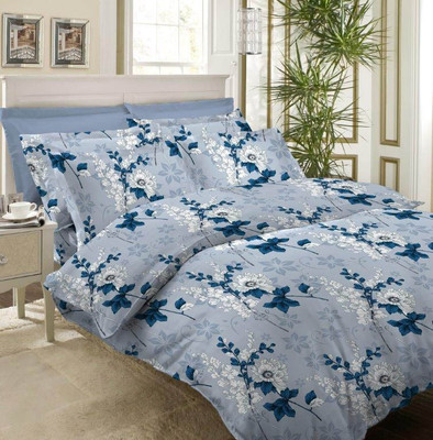 31% OFF on Bombay Dyeing Cotton Floral Double Bedsheet 1Double Bedsheet, 2Pillow Cover, Blue