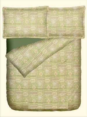 47% OFF on RR Textile House Cotton, Satin Printed King Bedsheet 1Bedsheet, 2PillowCover, Green