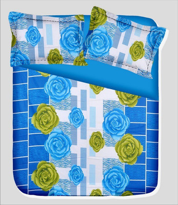 14% OFF on RR Textile House Cotton, Satin Printed Double Bedsheet 1Bedsheet, 2PillowCover, Blue