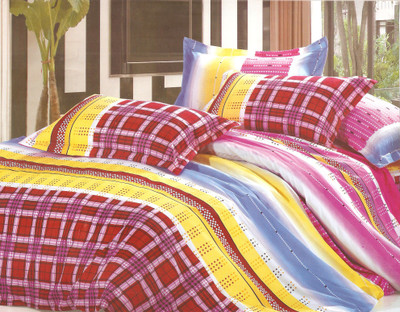 54% OFF on Breeza Polycotton Striped Double Bedsheet