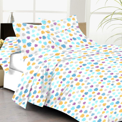 61% OFF on Lali Prints Cotton Floral Double Bedsheet 1 Bedsheet, 2 Pillow Covers, Blue