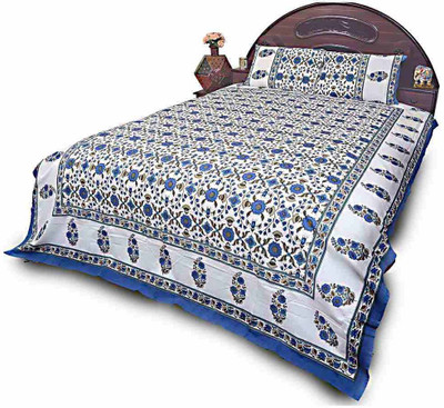 35% OFF on Sunshine Rajasthan Cotton Floral Double Fitted Bedsheet