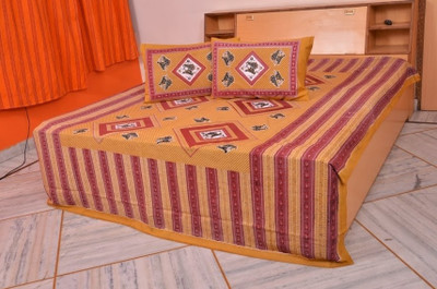 60% OFF on Handicana Cotton Printed Double Fitted Bedsheet