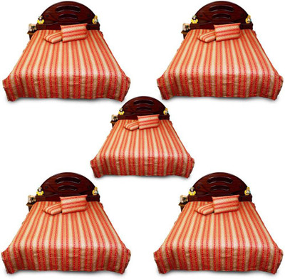 55% OFF on Little India Cotton Self Design Double Fitted Bedsheet