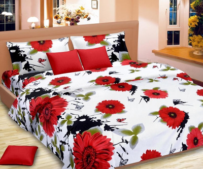 68% OFF on Vorhang Satin Floral Double Bedsheet 1 Bedsheet, 2 Pillow Covers, Multicolor