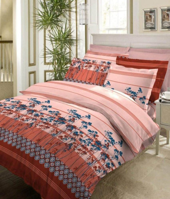 9% OFF on Bombay Dyeing Cotton Printed Double Bedsheet 1 Double Bedsheet, 2 Pillow Cover, Orange