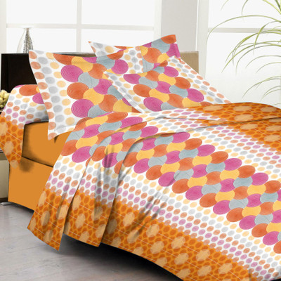 61% OFF on Lali Prints Cotton Floral Double Bedsheet 1 Bedsheet, 2 Pillow Covers, Brown