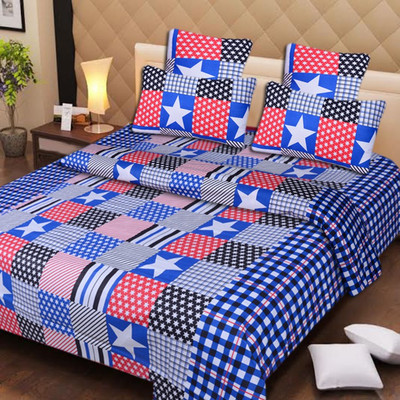 67% OFF on Home Elite Cotton Checkered Double Bedsheet 1 Bedsheet, 2 Pillow Cover, Multicolor