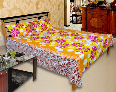 65% OFF on Urban Style Cotton Floral Double Bedsheet 1 Bedsheet, 2 Pillow cover, Multicolor