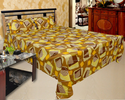 65% OFF on Urban Style Cotton Geometric Double Bedsheet 1 Bedsheet, 2 Pillow cover, Multicolor