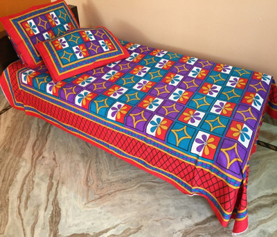 67% OFF on JR Print Cotton Floral Single Bedsheet