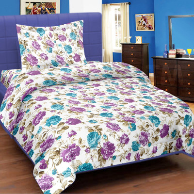 50% OFF on Cortina Cotton Floral Single Bedsheet 1 Sigle Bed sheet, 1 Pillow Cover, Multicolour