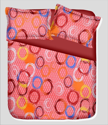 14% OFF on RR Textile House Cotton, Satin Printed Double Bedsheet 1Bedsheet, 2PillowCover, Orange