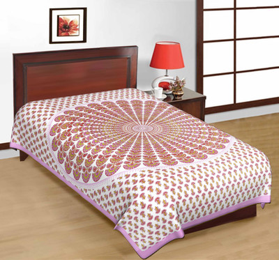 71% OFF on RajLaxmi Cotton Checkered Single Bedsheet 1 Bed Sheet, Purple