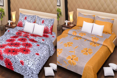 40% OFF on Handloomdaddy Cotton Printed Double King Bedsheet