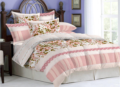 Bombay Dyeing Cotton Floral Double Bedsheet 2 Pillow Covers, 1 Bedsheet