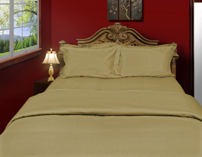 Just Linen Cotton Solid Extra Large Bedsheet 1 Double Flat Sheet, 2 Large Size Pillow Covers, Brown