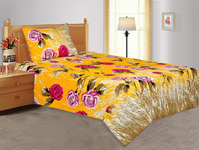 20% OFF on Salona Bichona Cotton Floral Single Bedsheet 1 Single Bedsheet, 1 Pillow Cover, Yellow