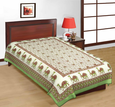 56% OFF on Kismat Collection Cotton Printed Single Bedsheet Bedsheet, Green