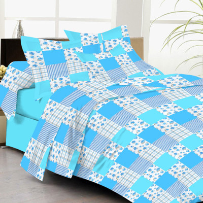 61% OFF on Lali Prints Cotton Floral Double Bedsheet 1 Bedsheet, 2 Pillow Covers, Blue