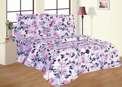 Salona Bichona Cotton Floral Double Bedsheet 1 Double Bedsheet, 2 Pillow covers, Pink Salona Bichona Cotton Floral Double Bedsheet 1 Double Bedsheet, 2 Pillow covers, Pink