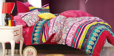 60% OFF on Silver Thread Cotton Striped King Bedsheet