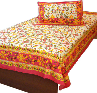 27% OFF on Jaipur Raga Cotton Floral Single Bedsheet