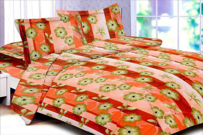 50% OFF on Floorfashion Cotton Abstract Double Bedsheet 1 Bedsheet, 2 Pillow covers, Multicolor