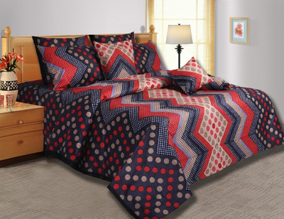 28% OFF on Salona Bichona Cotton Geometric Single Bedsheet 1 Bedsheet, 1 Pillow Cover, Black