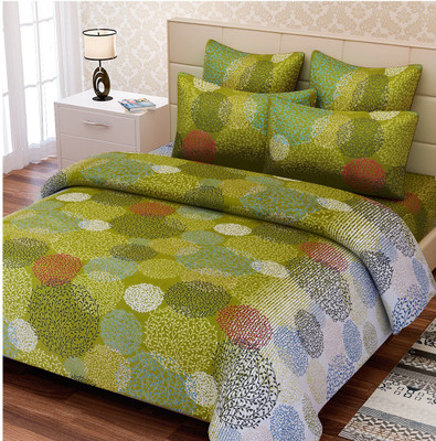 40% OFF on SEJ by Nisha Gupta Cotton Floral Double Bedsheet((1 Bedsheet, 2 Pillow Covers, Green, Red, Black, Yellow))