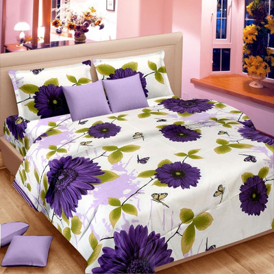 50% OFF on Vorhang Satin Floral Double Bedsheet 1 Bedsheet, 2 Pillow Covers, Multicolor