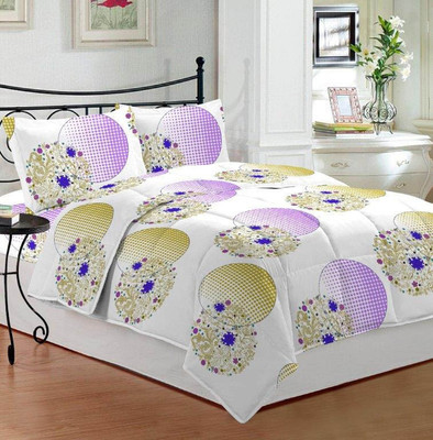 31% OFF on Bombay Dyeing Cotton Geometric Double Bedsheet 1Double Bedsheet, 2Pillow Cover, Purple, Green