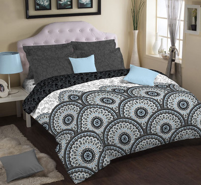 Portico New York Cotton Printed Single Bedsheet 1 Bed Sheet, 1 Pillow Covers, Multi Colour