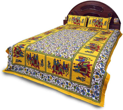 35% OFF on Sunshine Rajasthan Cotton Floral Double Fitted Bedsheet
