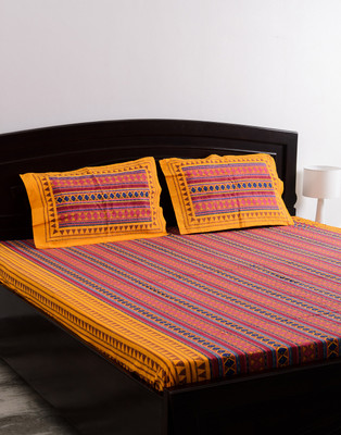 63% OFF on Vivid Rajasthan Cotton Printed Double Bedsheet
