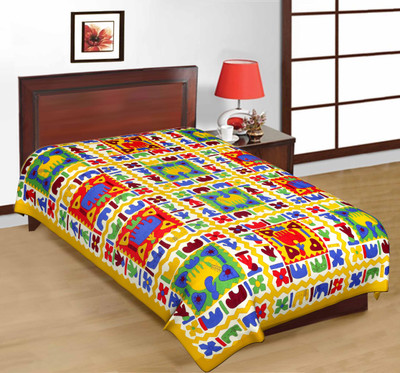60% OFF on Kismat Collection Cotton Printed Single Bedsheet 1 Bedsheet, Yellow