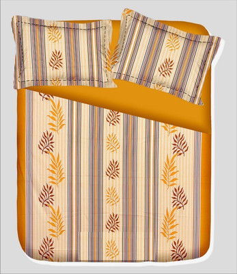 14% OFF on RR Textile House Cotton, Satin Printed Double Bedsheet 1 Bedsheet, 2 PillowCover, Orange