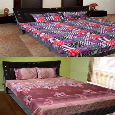 54% OFF on FabBig Cotton Printed Double Fitted Bedsheet